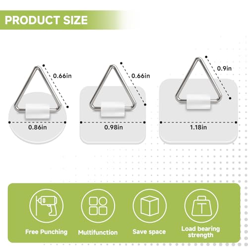Bilillo 30PCS Adhesive Picture & Plate Hangers, No Nails Wall Hooks, Invisible Heavy Duty Sticky Hanging Hooks for Frames, Plates, Wall Art Decor, No Damage (Round & Square) - style: 30 Pcs Round & Square
