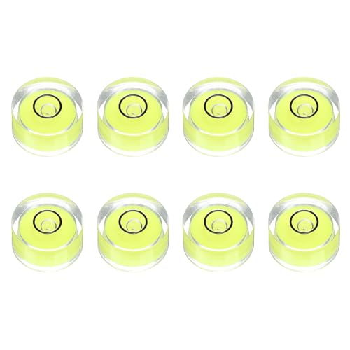 HARFINGTON 8pcs Circular Bubble Spirit Level 15x8mm Mini Round Bubble Spirit Level Little Measuring Layout Tools for TV Industrial Carpentry Picture Frame, Yellow/Black - color: Yellow/Black, size: 15x8mm