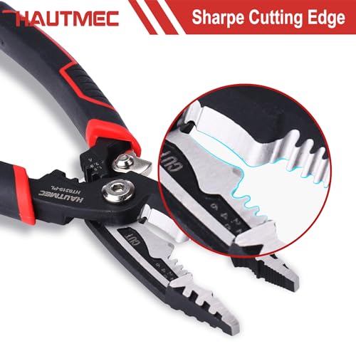 HAUTMEC 7-in-1 Wire Stripper Cutters Tool, 8" Wire Strippers, Electrical, Wire Cable Stripper and Crimping Tool, Multifunctional Pliers - color: 8" Wire Stripper