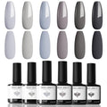modelones Fall Grey Gel Nail Polish Set 6 Lisht to Dark Colors - color: A A2 Grey Collection