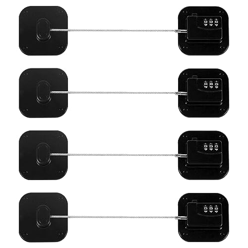 Refrigerator Lock, Heavy Duty Fridge Lock, Combination Lock for Refrigerator Cabinets, Drawers, Safety Lock, Easy Install No Keys Needed (Black-4Pack) - color: Black-4Pack