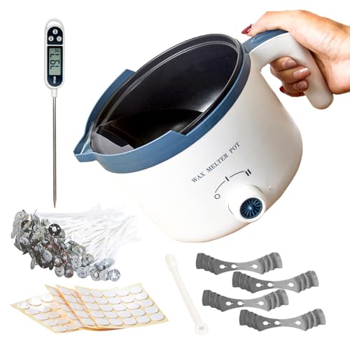 Ksedcon Electric Wax Melting Pot for Candle Making with Thermometer, Wicks - size: wax melting pot kit 3pcs