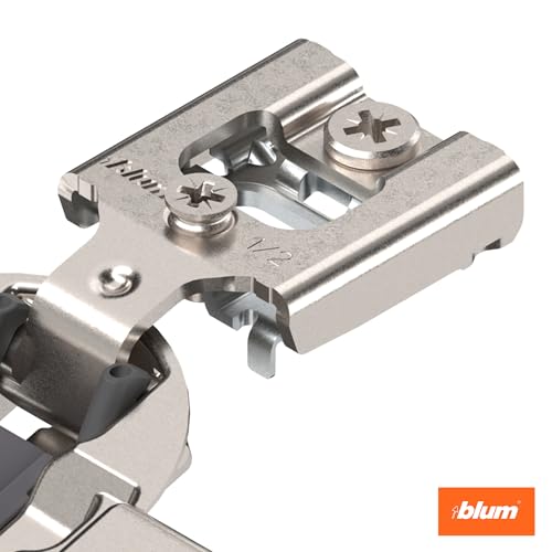 Blum Compact BLUMOTION Hinge (2 Kits), 1/2" Overlay, 105° Opening Angle, Steel, Integrated Soft-Close Hinges for Face Frame Cabinets - size: 2 KITS, style: With Screws