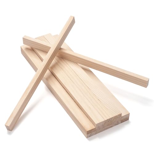 Wood Strips Slats Wooden Dowels for Crafts 3/8" × 3/4" × 12", 15 PCS Wood Trim Flat Lumber Boards Square Dowel Rods Wooden Sticks for Crafting, Woodworking, Model Making - size: 3/8x3/4x12 in - 15PCS