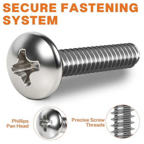 130PCS #8-32 Phillips Pan Head Machine Screw Kit, 1/2-2 in - size: #8