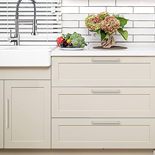 Ravinte Brushed Nickel Square Cabinet Handles & Pulls 12-3/5 Inch 10 Pack - size: 13 in (12-3/5 in Hole Center)