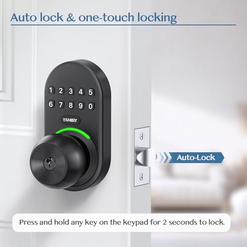 Keypad Smart Door Knob Lock, Yamiry Keyless Entry Digital Lock with Handle
