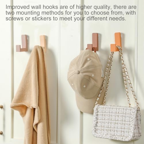Teenyyou 6 Pcs Cute Kids Wall Hooks Adhesive for Backpack Neutral Colors - color: Neutral Colors