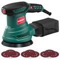 HYCHIKA 5-Inch Random Orbital Sander, 13000RPM Electric Palm Sander with 6 Variable Speeds, Powerful Motor, 12PCS Sandpapers and Efficient Dust Collection Bag, for Woodworking, Finishing and Polishing