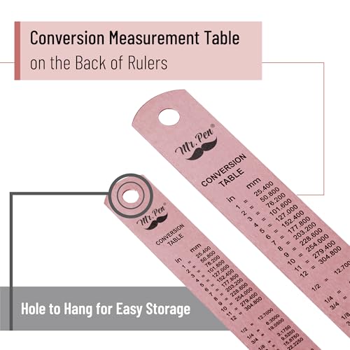 Mr. Pen- Metal Straight Edge Ruler, 2 Pack, 6" and 12", Rose Gold - color: Rose Gold, size: 6, 12 inch