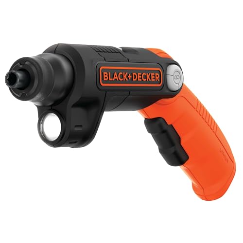 BLACK+DECKER Cordless Screwdriver with LED Light 4V MAX, Electric Screwdriver with 2 Pcs Bit Set (BDCSFL20C)