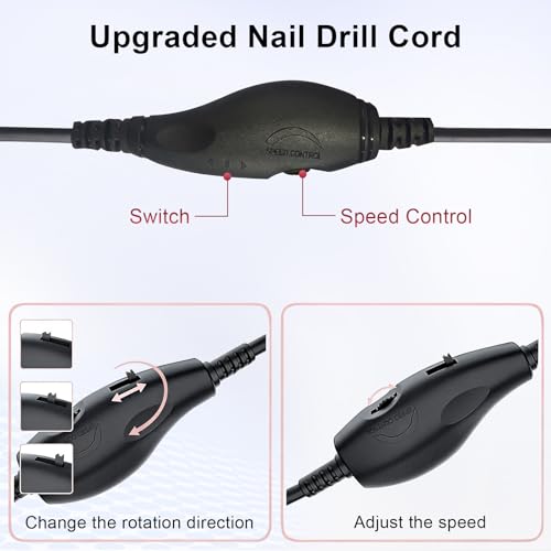 Electric Nail Drill Cord Replacement, USB Charger Power Cable ,Universal Charger Cord for Most Electric Nail Drill