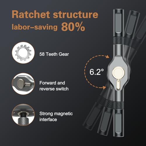 Bomivoi 24 in 1 Magnetic Screwdriver Set, DIY Ratchet Screwdriver Set, Multi Bit Magnetic Drive Set with Detachable Ratchet Handle, Portable Precision Repair Tool Kit for Furniture Computer Bicycle - style: 24 IN 1