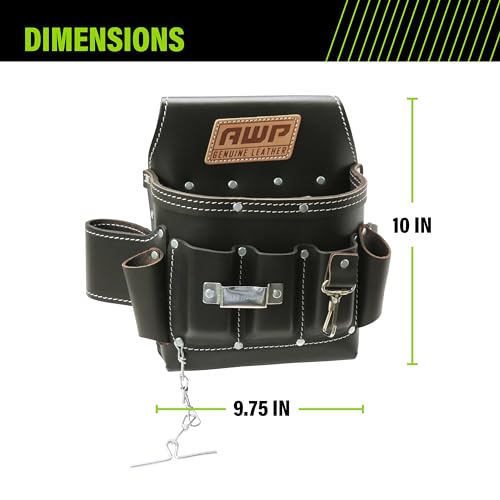 AWP Tool Pouch, Electrician Tool Pouch, Premium, Professional Multi-Pocket Organizer - size: 1 Pack, style: 7 Pocket Leather Tool Pouch