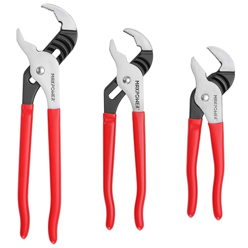 MAXPOWER 8" 10" 12" Groove Joint Pliers, Jaw Opening 1-1/16", 2", 2-3/8" - size: 8" 10" 12"