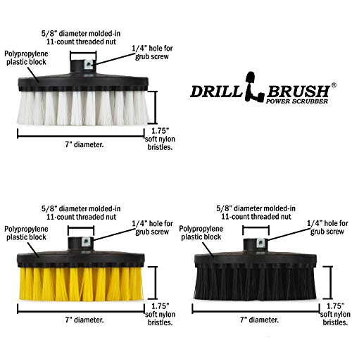 Drill Brush 7 Inch Variety Cleaning Kit for Variable Speed Polisher & Drill - color: Multicolor