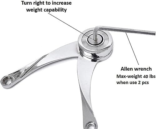 QBOSO Lid Support Hinge in Satin Nickel Folding Lid Stay Hinge with Soft Close, Perfect for Toy Box/Drawer/Window/Wardrobe/Cabinet Door,22lb(Scimitar Style 1pair) - color: Scimitar 2pc
