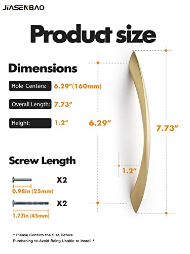 Brushed Gold Cabinet Pulls 6.3 Inch Arch Twisted Brass Handles Drawer Kitchen Cupboard Bathroom Dresser Cabinet Hardware Zinc Alloy 10 Pack - color: Brushed Gold, size: 6.3 inch Hole Centers