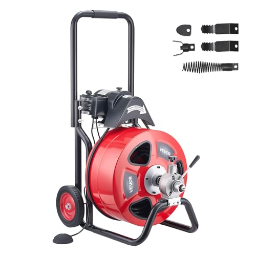 VEVOR Drain Cleaner Machine 100 FT x 3/4 Inch Auto Feed Sewer Snake Auger - style: 100 FT x 3/4''