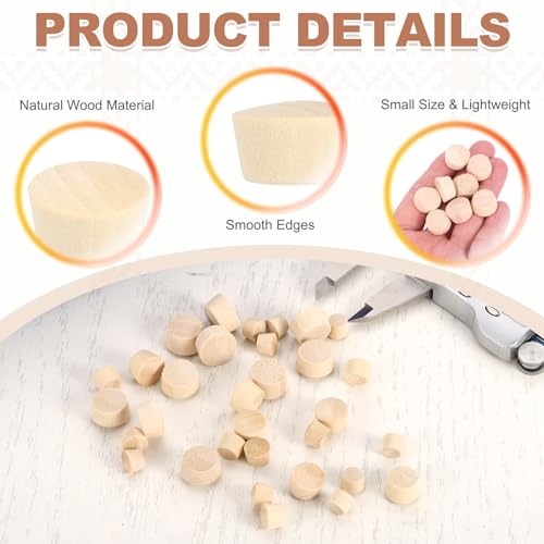 MECCANIXITY 100 Pcs Wood Plugs, 5/8" Flat Head Wood Plugs for Screw Holes Wooden Screw Hole Covers for Furniture Cabinets DIY Projects Assortment Kit - size: 5/8"
