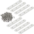 8 Pack 4 Inch Flat Bracket Straight Brace, White Stainless Steel Mending Plates, Heavy Duty Repair Brackets for Wood with Mounting Screws - size: 8 Pcs/ 4” x 0.8”