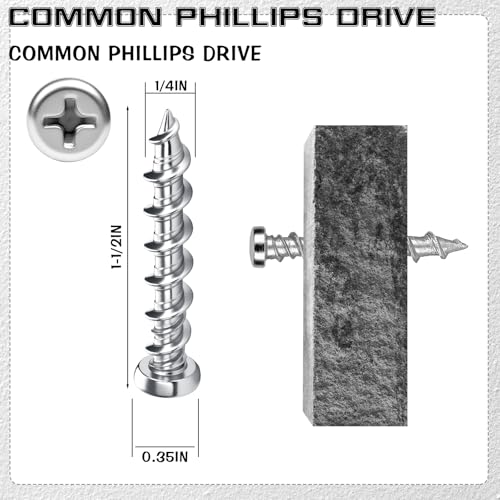 Blulu 100 Pcs Drywall Anchors 1/4 X 1-1/2 Inch Silver Self Drilling Screws - color: Silver, size: 1/4 x 1-1/2 Inch