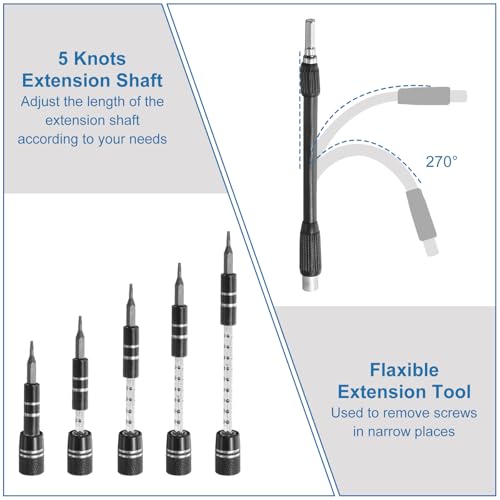 HARFINGTON 123 in 1 Magnetic Precision Screwdriver Set Electronics Repair Tools Kit with 96 Bits Flexible Shaft and Extension Rod for Cellphone Game Console Laptop PC Computer Camera, Purple - color: Purple