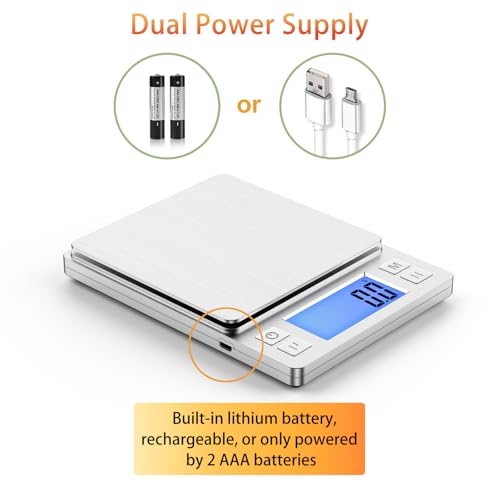 BOMATA Upgraded Small Food Scale with 0.1 g/0.001 oz High Precision - size: 0.1g/3kg Silver