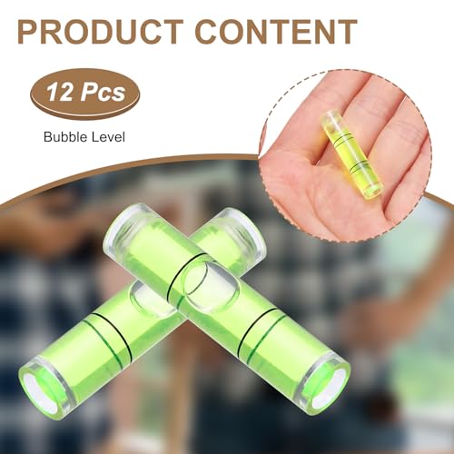 HARFINGTON 12pcs Mini Cylindrical Bubble Spirit Level Vials 8x35mm - size: 8x35mm