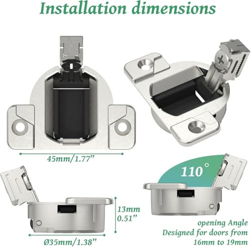 10-Pack Blum 110° Cabinet Hinges Replacement for Compact 33 Screw-in Hinge - Heavy-Duty Nickel-Plated, Face Frame Cabinets (No Mounting Plate, with Screws)