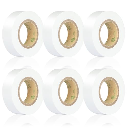 White Electrical Tape, UL Approved, 0.7in x 33ft, 6 Pack - color: White