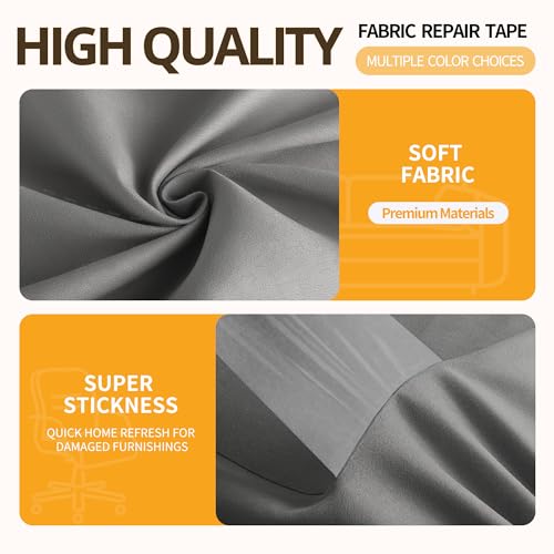 Fabric Repair Tape, 4" x 79" Self-Adhesive Linen Repair Tape Patch Kit Grey - color: Grey, size: 4" x 79"