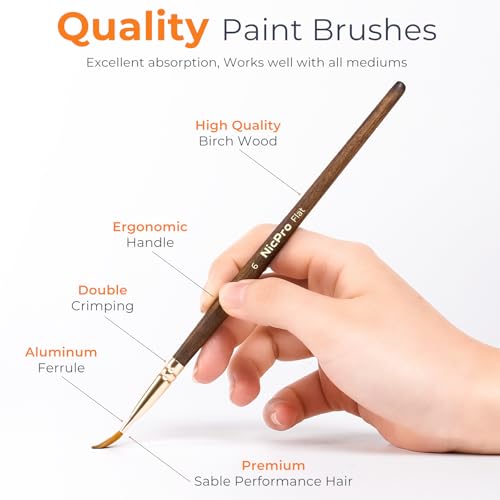 Nicpro 12PCS Professional Watercolor Brushes Set, Travel Paint Brushes - size: 12 PCS