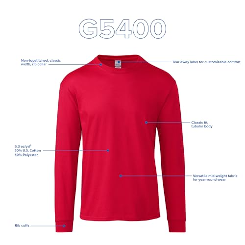 Gildan Adult Heavy Cotton Long Sleeve T-Shirt, Style G5400, 2-Pack - color: Safety Green, size: Small