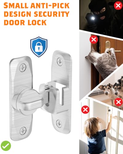 90/180 Degree Barn Door Latch Lock with Spacer, Silver, 2 Pack - color: Silver-2Pcs