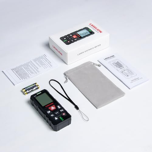 LT50 Laser Measure, 165ft/50m Laser Measurement Tool, with 2 Bubble Levels, Measuring Tool 4 Units Conversion、LCD Backlit Display, IP54 Waterproof, Pythagorean Mode for Distance, Area, Volume - size: 165ft