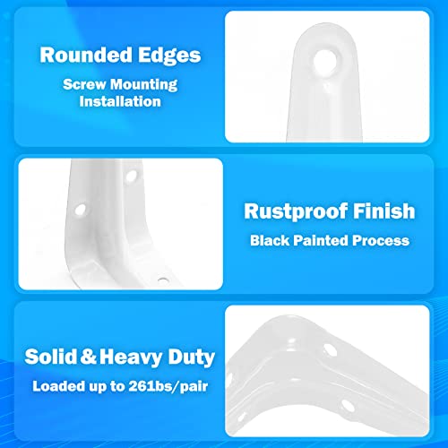 12pcs 6 Inch Shelf Brackets, White L Bracket - size: 5x6 Inch-White