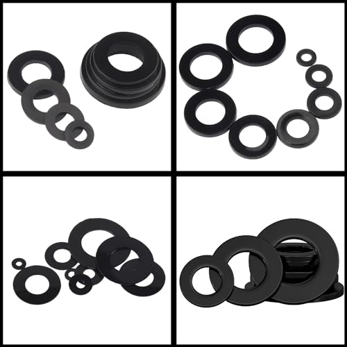 820PCS Black Nylon Washers Assortment Kit, Flat Washers for Bolts, 9 Metric Sizes Nylon Washers for Screws -M2, M2.5, M3, M4, M5, M6, M8, M10, M12 - size: BK M2-M12 (820PCS), style: Nylon Washer