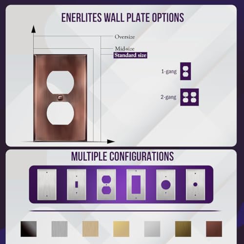 ENERLITES Duplex Receptacle Outlet Metal Wall Plate, 1-Gang Antique Copper - color: Antique Copper, size: Standard Size