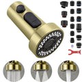 TIORIY Kitchen Faucet Head with 15 Adapters, High Pressure 3 Functions Pull Down Kitchen Spray Head Replacement, Pull Out Kitchen Sink Sprayer Nozzle, Brushed Gold, ABS - color: Brushed Gold, style: Blade Spray