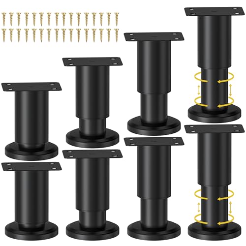 Wlrrcwdttc 8 Pcs Metal Adjustable Furniture Legs 3.15-4.72 inch, Adjustable Cabinet Legs for Sofa/Bed/Chair/Couch/Dresser/Table,Heavy Duty Bed Replacement Support Legs for Bed Frame/Bed Center Slat - size: 3.15-4.72 inch (8pcs)