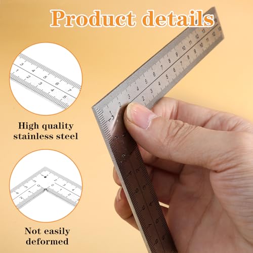 L Shaped Ruler, 4 Inch by 6 Inch Framing Square Stainless Steel Carpenter Square Sliver Metal Square Right Angle Ruler Square Framing Measuring Tool for Engineer Carpenter