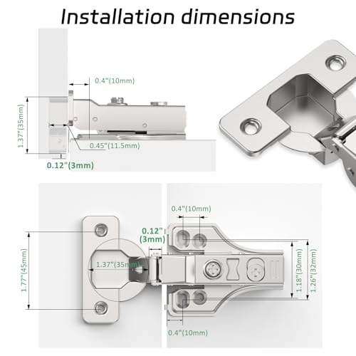 2 Pairs 4 Packs Half Overlay Hinge, Partial 1/4 inch Small Overlay Cabinet Hinges, Face Frame Soft Close Cabinet Hinges with Damper, Concealed Hinge for Face Frame&Frameless Cabinets - size: Partial Overlay