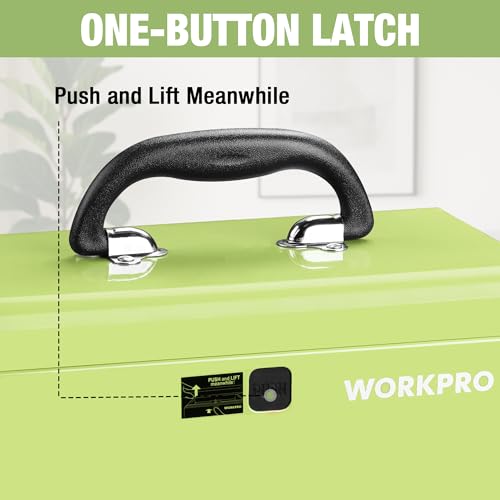 WORKPRO 10.8" Mini Metal Tool Box with Removable Tray - color: Macaron Green