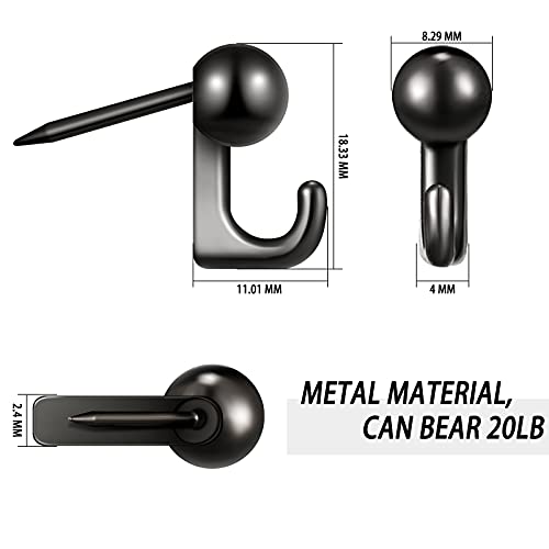 Jetec 30 Pieces Metal Push Pin Hangers Pin Wall Hooks Picture Hanging Picture Nails Frame Oil Painting Hooks on Wooden or Fabric Wall for Home or Office(Black) - color: Black