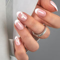 CurvLife Short Oval French Tip Press On Nails, Pure Bloom White, Soft Gel - color: B5 - Pure Bloom