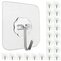 Adhesive Wall Hooks No Drill Clear Heavy Duty for Hanging Hooks 33LB 24Pack - size: 24 Pack