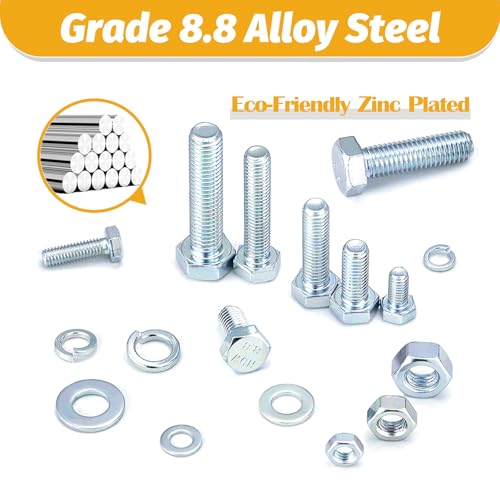 KADRICK 820Pcs Metric Bolt Assortment,M6 M8 M10 Hex Heavy Duty Bolts Kit - size: 820Pcs M6-M10 HEX White Blue