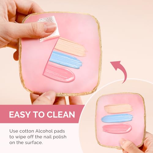 MelodySusie 1Pc Square Resin Nail Art Palette Color Mixing Board Pink - color: Pink Square Without Spatula
