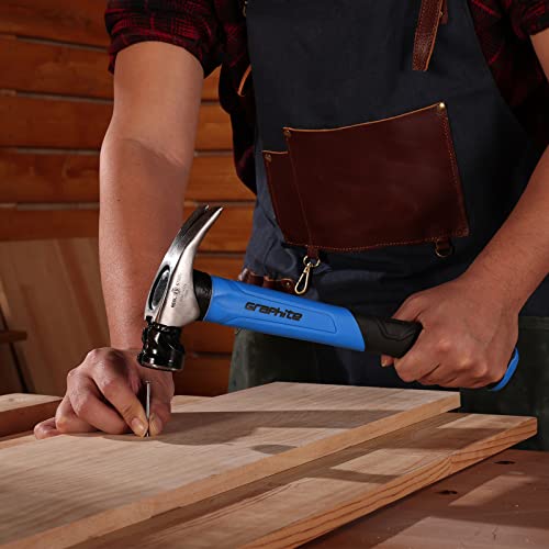 REAL STEEL 16 Oz Jacketed Graphite Magnetic Head Curved Claw Hammer with Non-Slip Cushion Grip Framing Hammer Smooth Face with Smooth Face 0501 - size: 16 oz